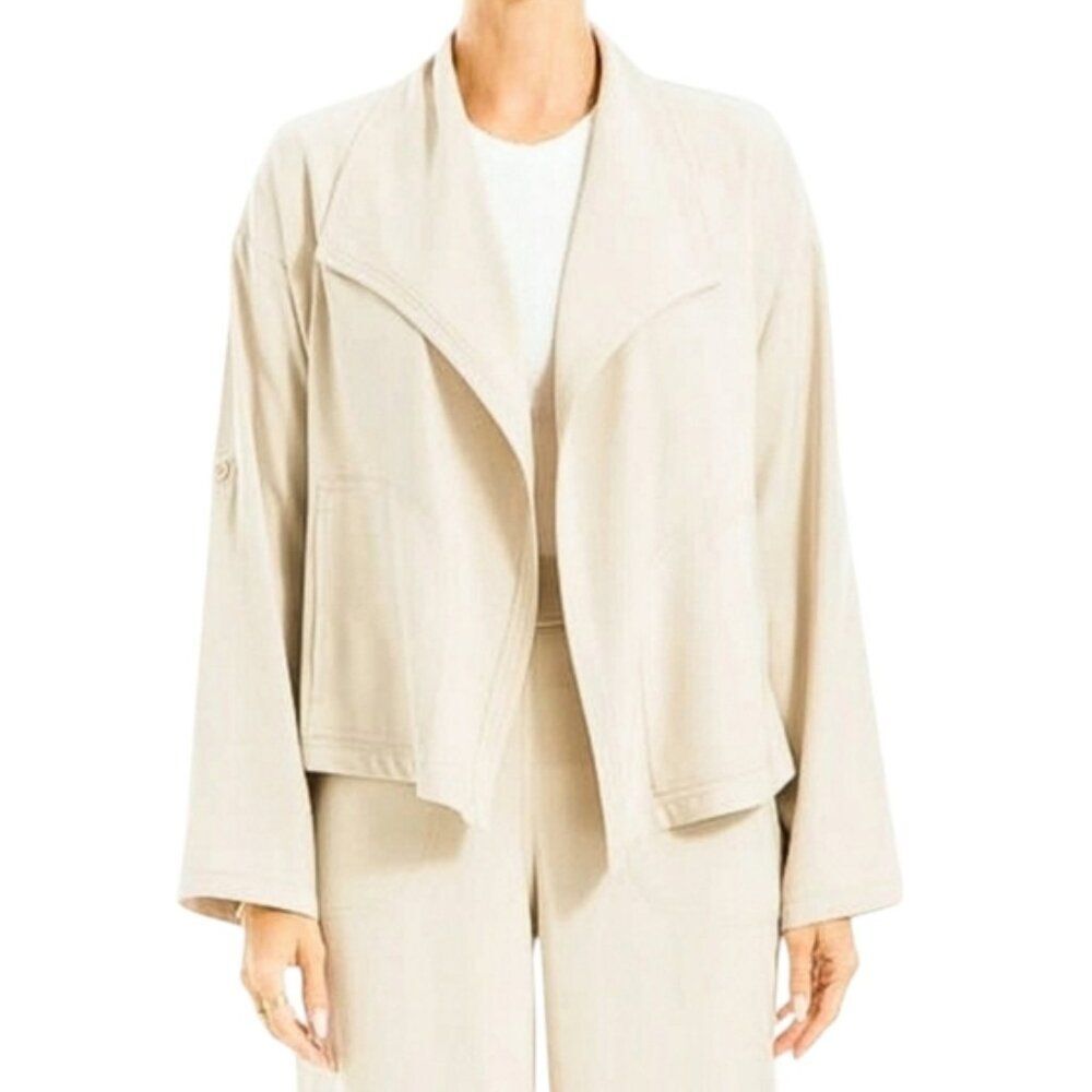 Max Studio Bone Mini Drape Jacket Long Sleeve Size Small
